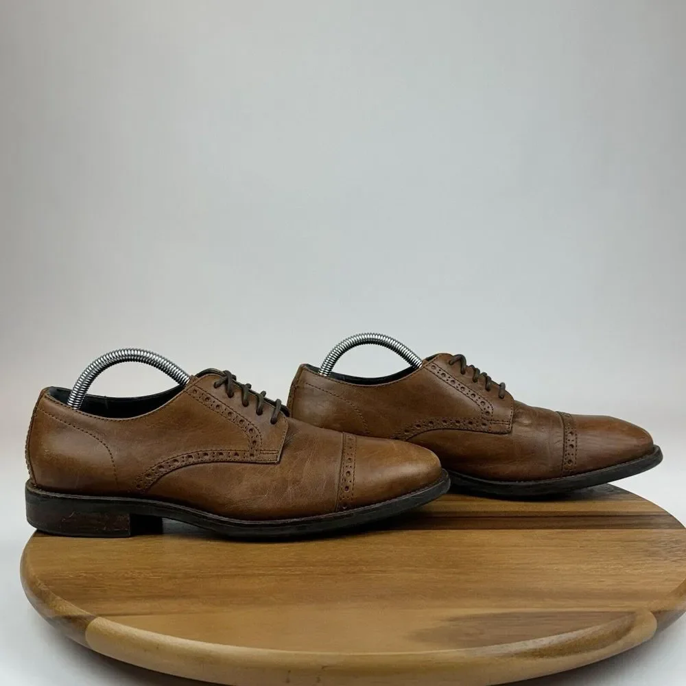 Mens Cole Haan Grand Os Brown Leather‎ Eyelet Cap Toe Oxfords Shoes Size 8 M